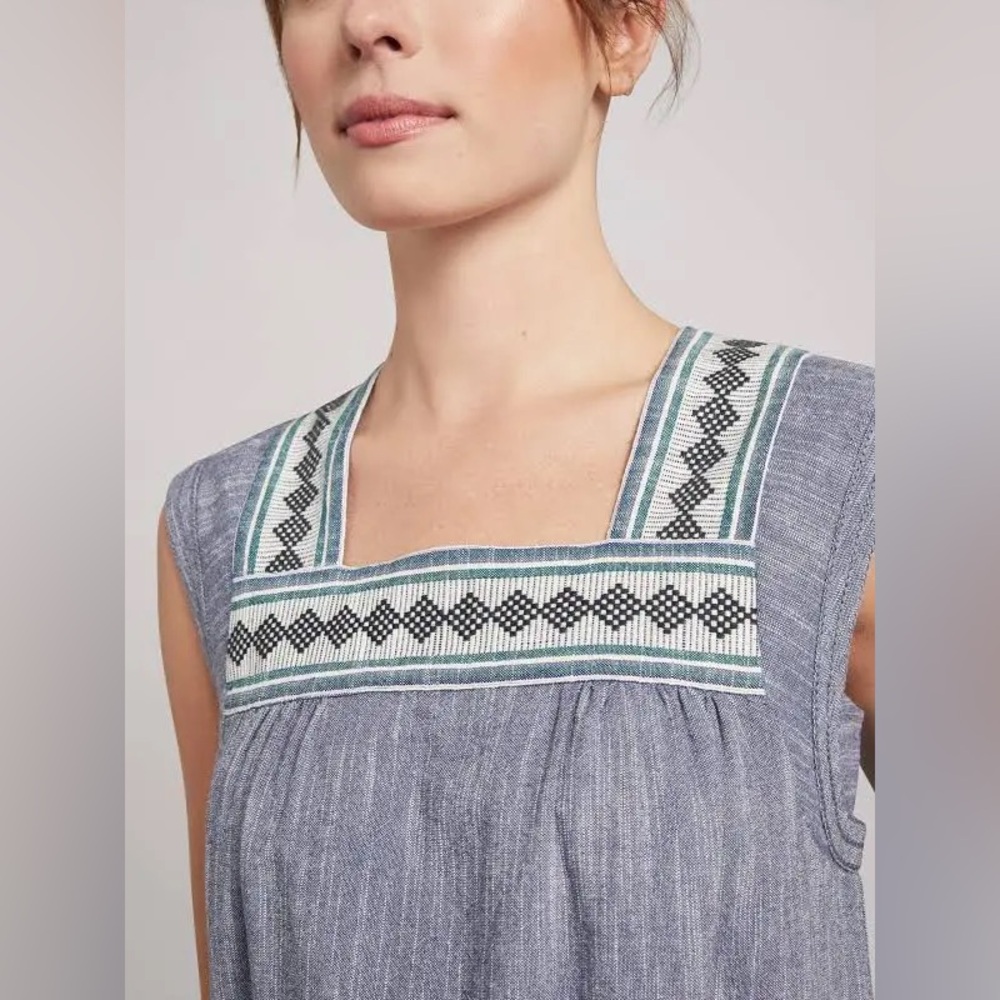 Faherty Hailee Dress Navy Jacquard Small - Picture 3 of 11